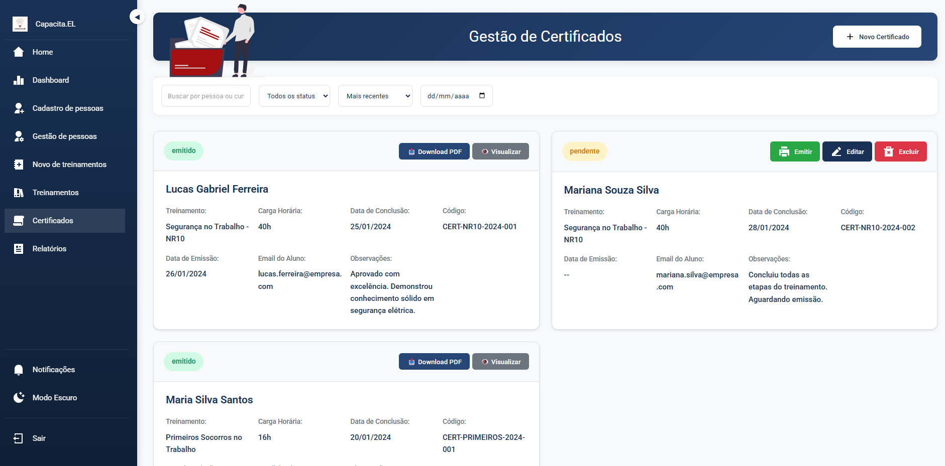 CapacitaEL - Sistema de Gestão de Treinamentos - Screenshot 22